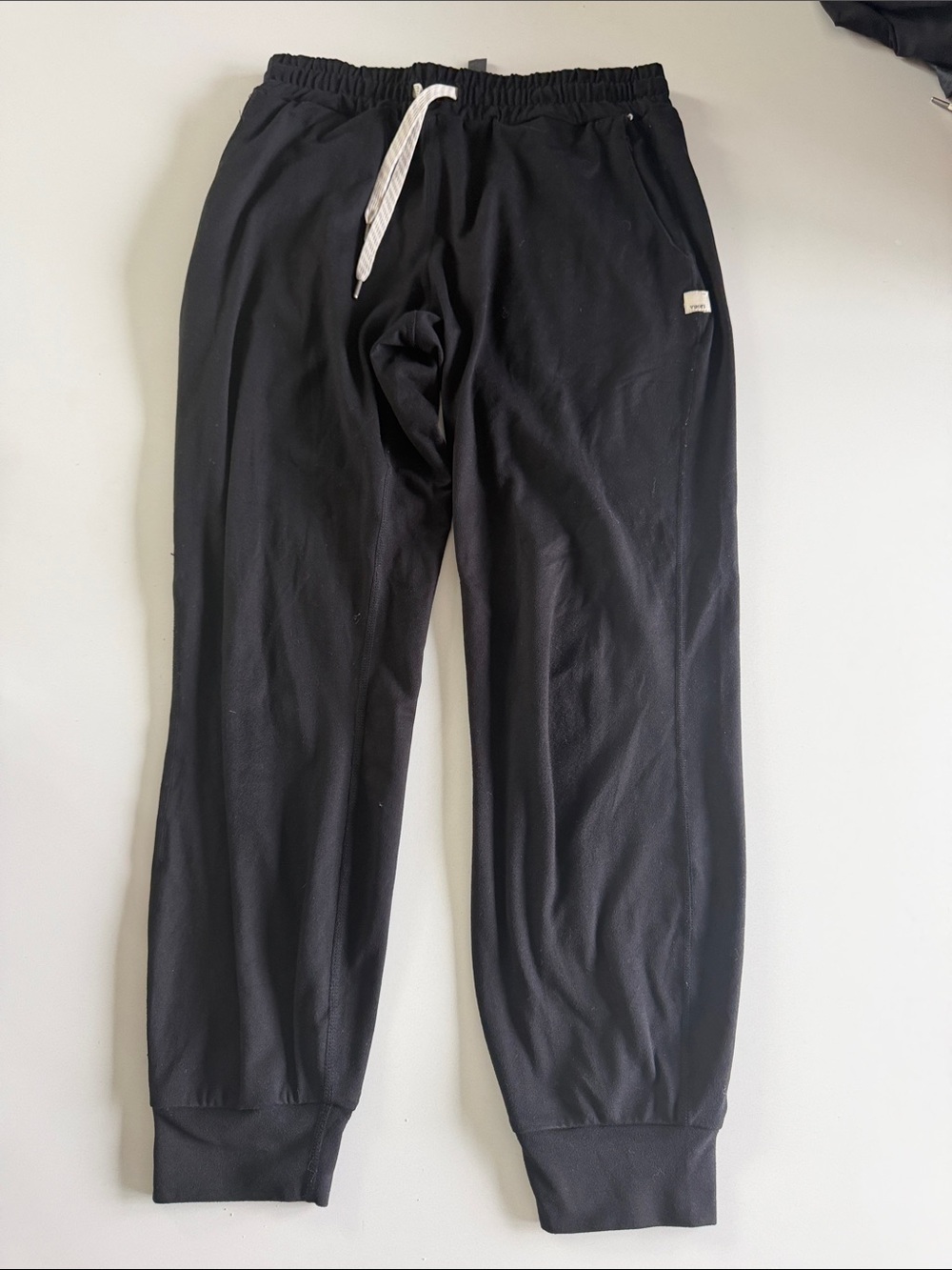 Vuori Black Joggers with White Drawstring